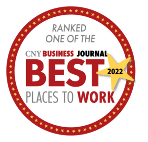 A badge from the Central New York Business Journal recognizing the New York cybersecurity service provider M.A. Polce as one of the best places to work in Central New York.