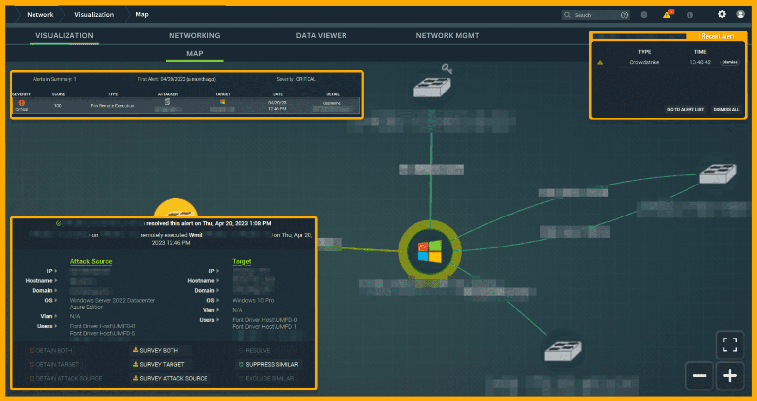 A managed detection and response (MDR) dashboard example for M.A. Polce's managed cybersecurity services.